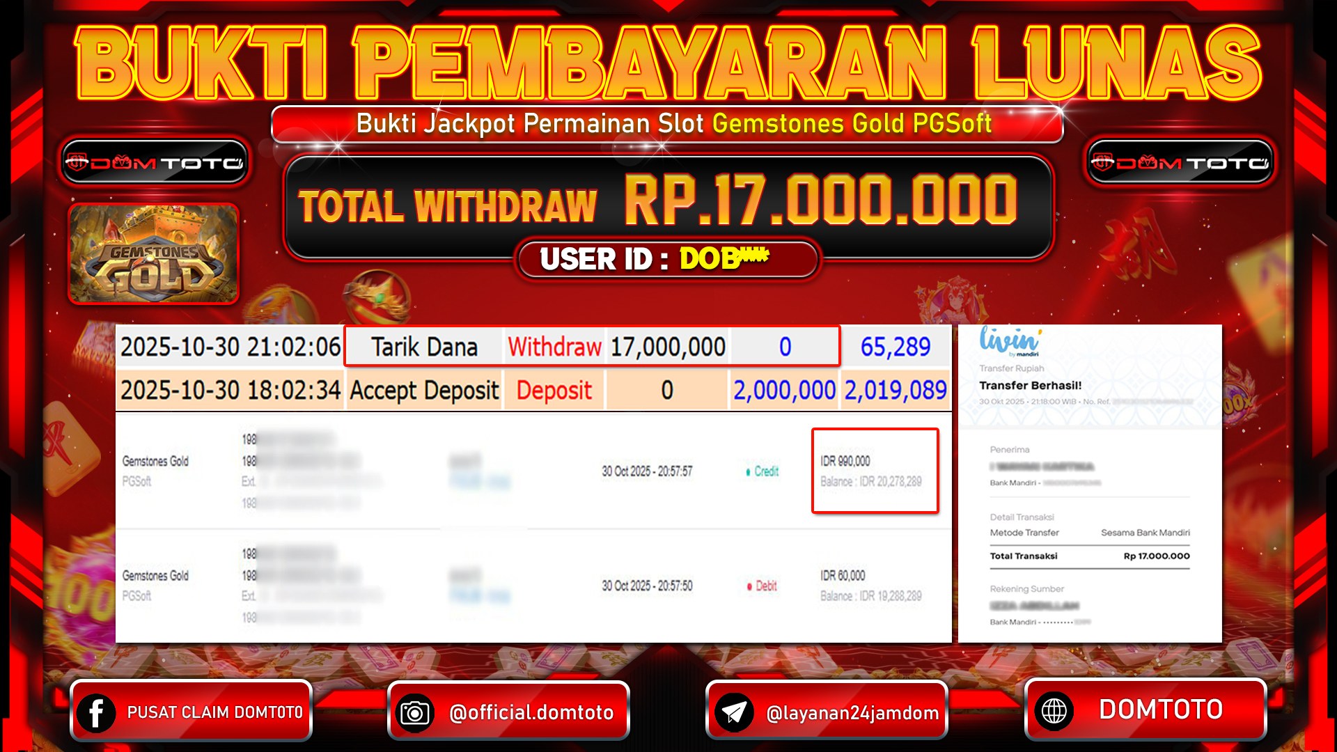 JACKPOT Slot Gemstones Gold PGSoft 30 OKTOBER 2025